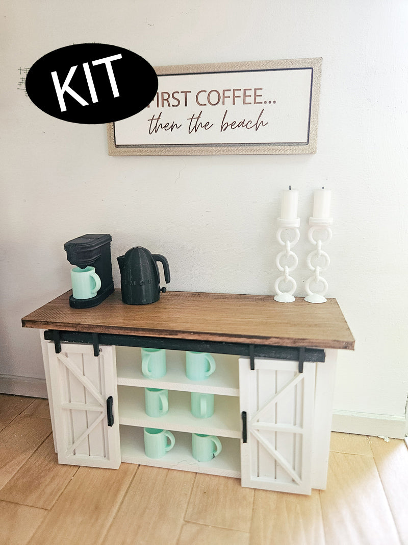 Dollhouse Coffee Bar (KIT), Mini Coffee Station, Mini Coffee Bar, Miniature Decor, Dollhouse Decor, Dollhouse Kitchen Decor, 1:12 Scale