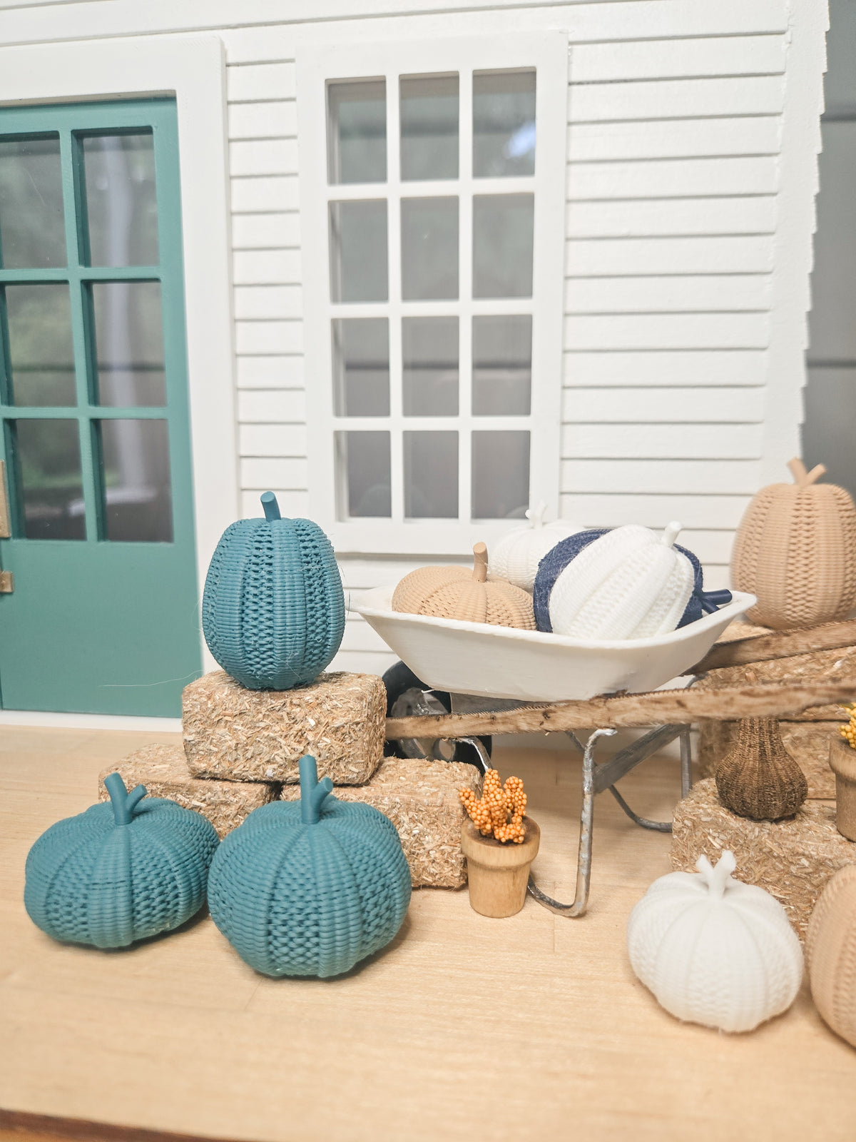 Dollhouse Miniature Wicker Pumpkins, Dollhouse Pumpkins, Mini Fall Decor, Dollhouse Accessories, 1:12 Scale