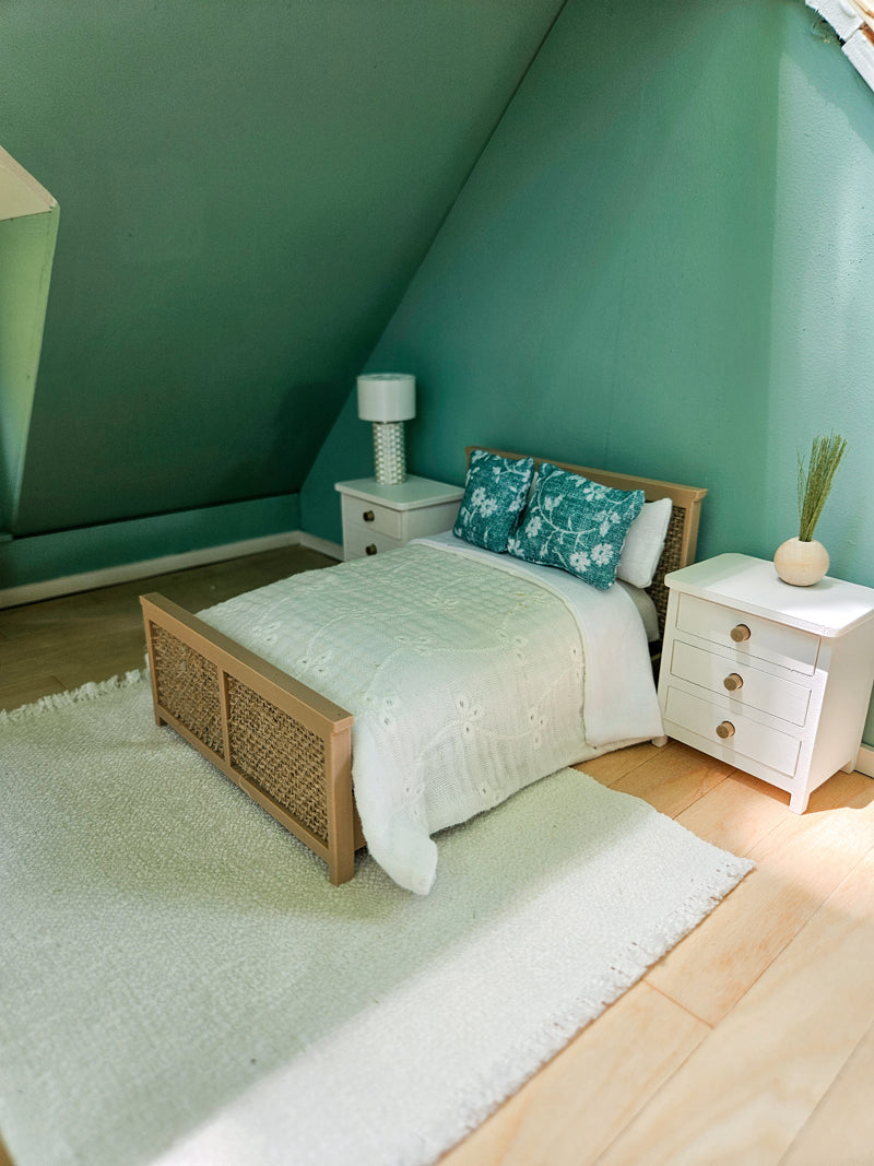 Dollhouse Miniature Coastal Bed Frame, Dollhouse Bed, Mini Decor, Dollhouse Accessories, Mini Bed, Mini Bedroom Furniture, 1:12 Scale