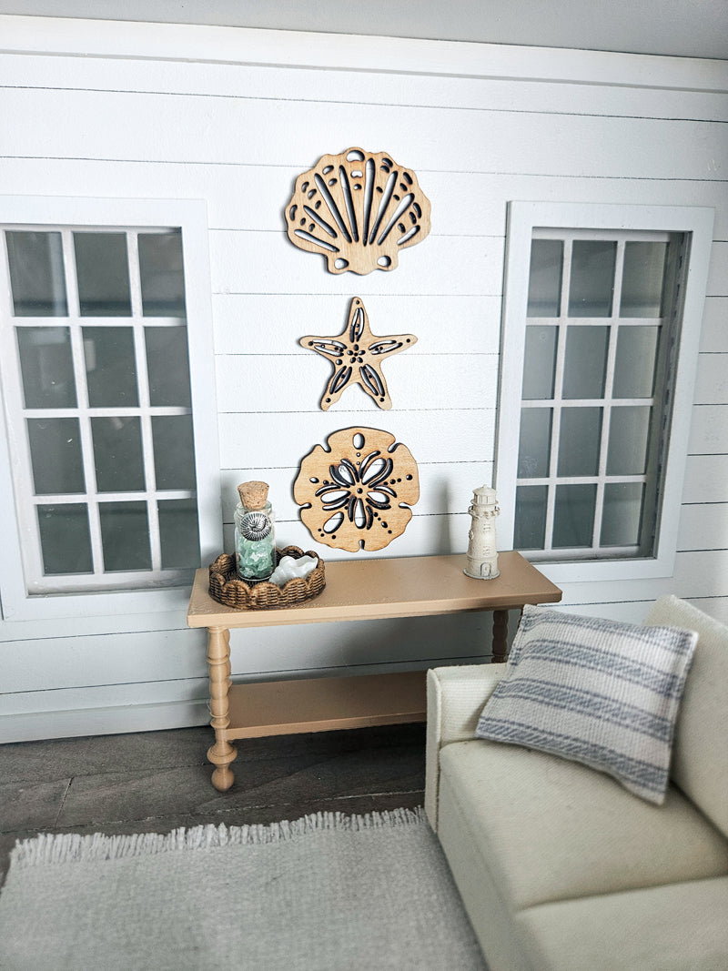 Set of 3 Dollhouse Coastal Wall Art, Mini Beach Decor, Miniature Decor, Dollhouse Wall Decor, Dollhouse Wall Art, Mini Decor, 1:12 Scale