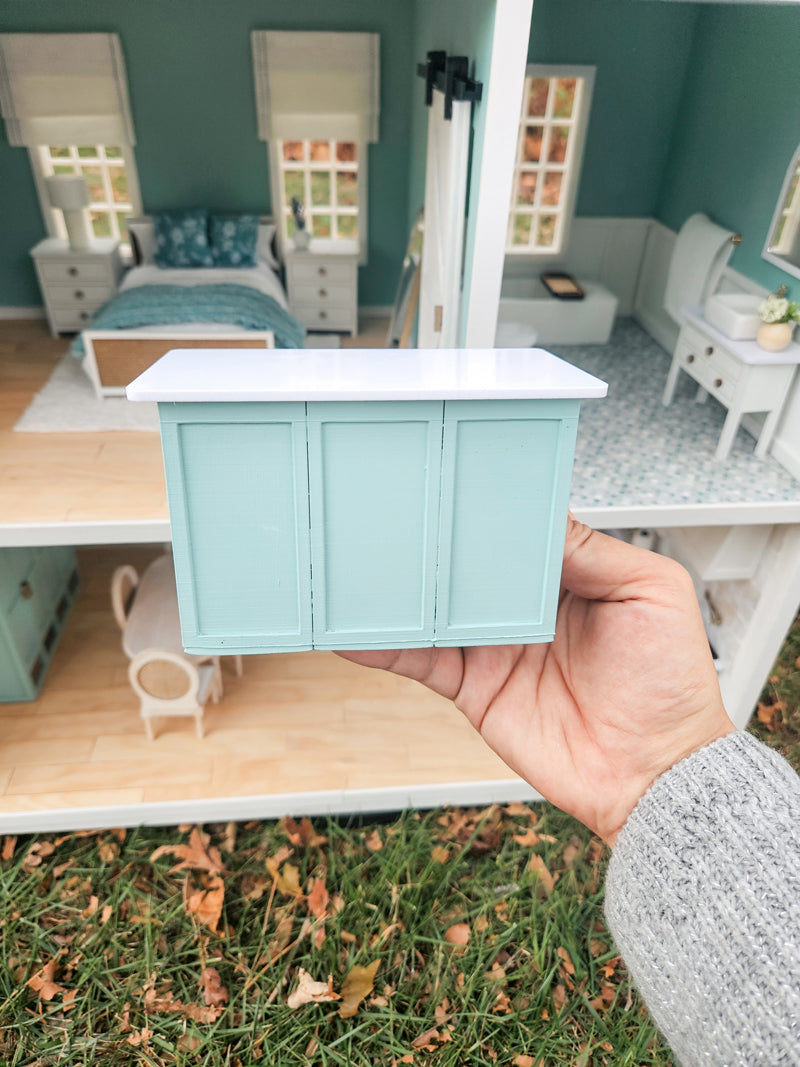 Dollhouse Small Kitchen Island (Unpainted), Mini Island for Your Miniature Food, 1:12 Scale Mini Kitchen