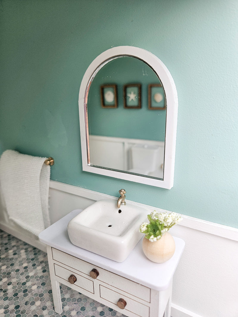 Dollhouse Miniature Arch Mirror, Dollhouse Bathroom Mirror, Mini Decor, Dollhouse Accessories, Mini Mirror, Decorative Mirror, 1:12 Scale