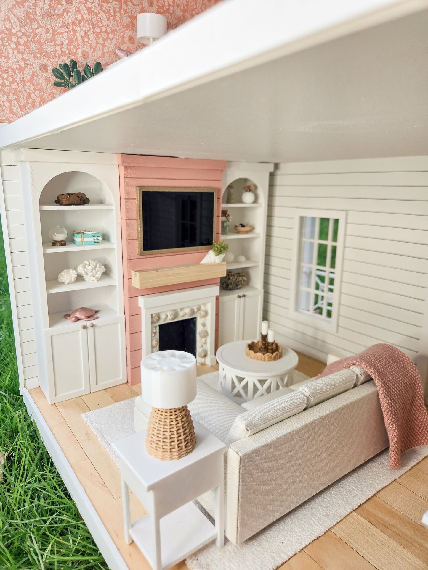 Dollhouse Miniature Fireplace KIT, Dollhouse Entertainment Center, Mini Decor, Dollhouse Accessories, Mini Fireplace, 1:12 Scale