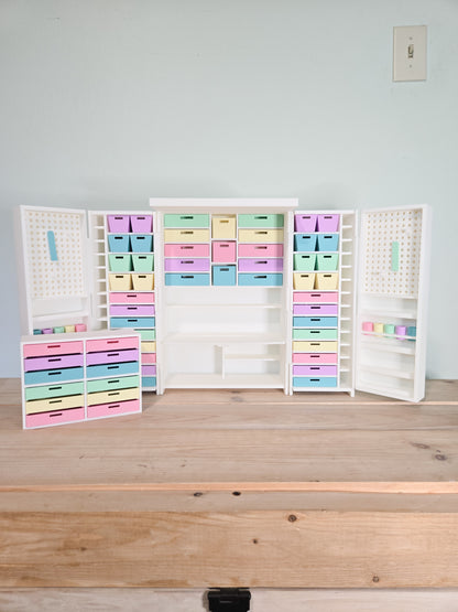 Barbie 1:6 Scale Dollhouse Miniature Craft Cabinet with Opening Doors and Drawers, 1:6 Scale Craft Cabinet