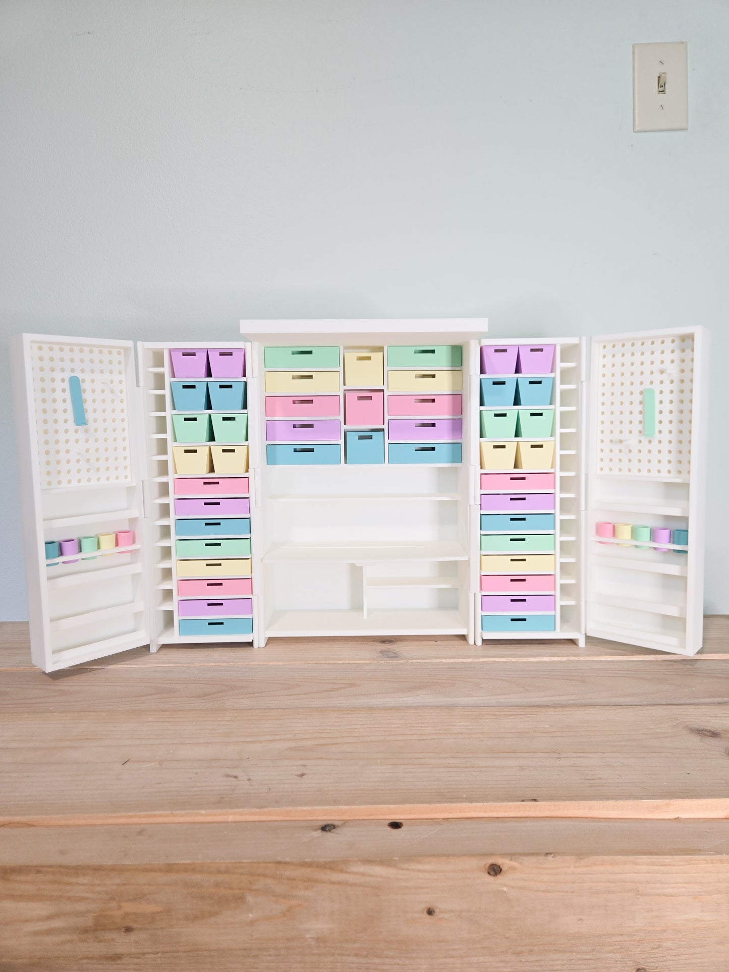 Barbie 1:6 Scale Dollhouse Miniature Craft Cabinet with Opening Doors and Drawers, 1:6 Scale Craft Cabinet