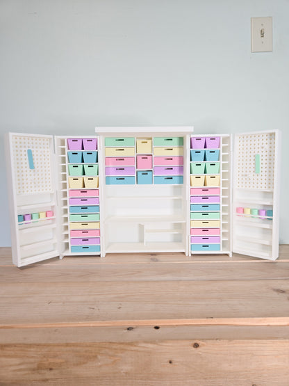Barbie 1:6 Scale Dollhouse Miniature Craft Cabinet with Opening Doors and Drawers, 1:6 Scale Craft Cabinet