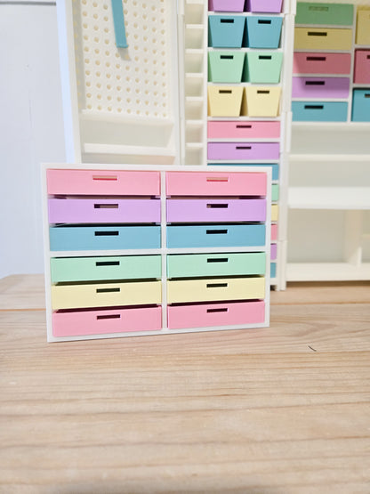 Barbie 1:6 Scale Dollhouse Miniature Craft Cubby with Drawers, 1:6 Scale Craft Cabinet