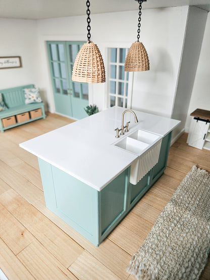 Dollhouse Kitchen Island with Sink (Unpainted), Mini Island for Your Dollhouse Kitchen, Dollhouse Island, 1:12 Scale Mini Kitchen