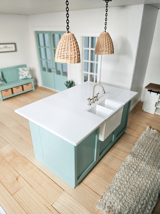 Dollhouse Kitchen Island with Sink (Unpainted), Mini Island for Your Dollhouse Kitchen, Dollhouse Island, 1:12 Scale Mini Kitchen