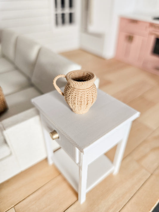 Dollhouse Miniature Wicker Vase, Dollhouse Plants, Dollhouse Decorations, Mini Plant, Mini Decor, 1:12 Scale, Faux Stained Dollhouse Vase