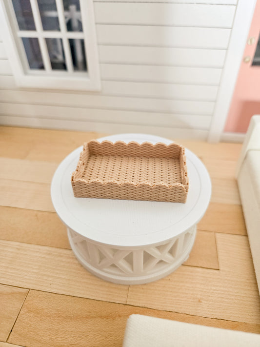 Dollhouse Miniature Scalloped Tray, Dollhouse Basket, Mini Decor, Dollhouse Accessories, Mini Scalloped Basket, 1:12 Scale