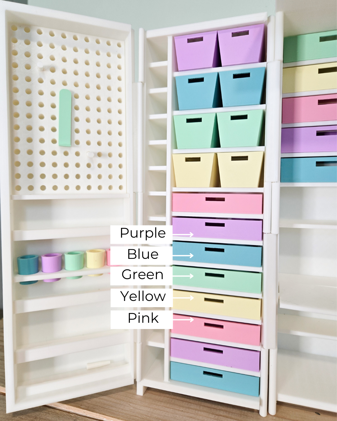 Barbie 1:6 Scale Dollhouse Miniature Craft Cabinet with Opening Doors and Drawers, 1:6 Scale Craft Cabinet