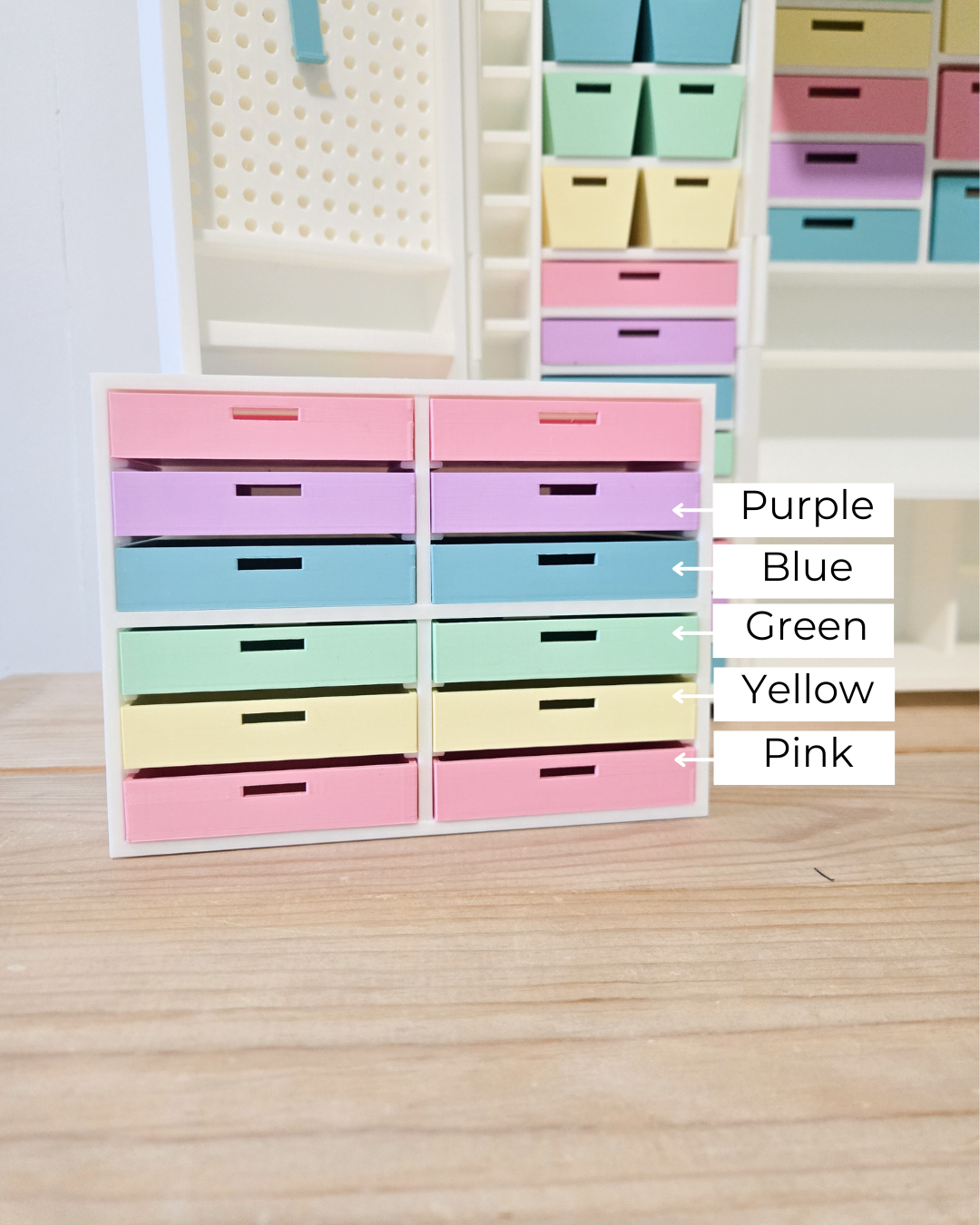 Barbie 1:6 Scale Dollhouse Miniature Craft Cubby with Drawers, 1:6 Scale Craft Cabinet