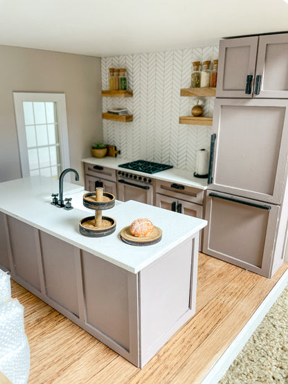 SOLD "Blue River" - Fully Furnished Dollhouse With Modern Miniature Furniture and Decor, 1:12 Scale Modern Dollhouse