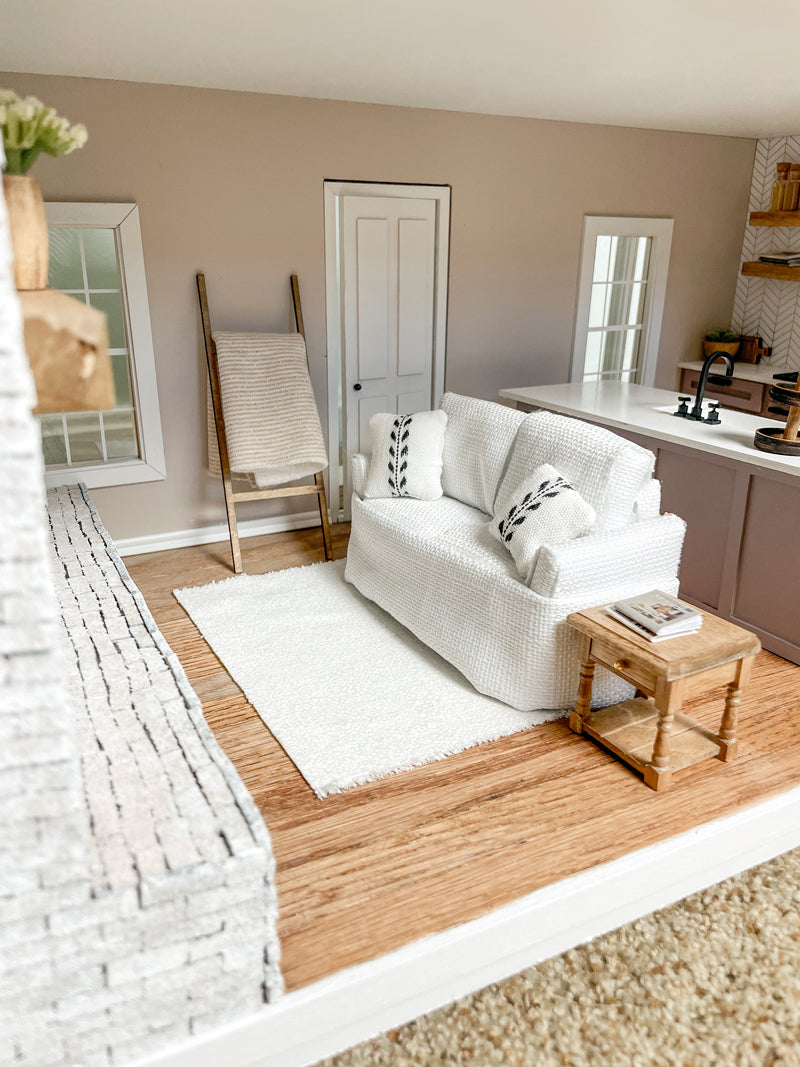 SOLD "Blue River" - Fully Furnished Dollhouse With Modern Miniature Furniture and Decor, 1:12 Scale Modern Dollhouse