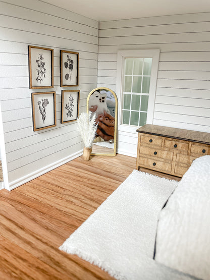 SOLD "Blue River" - Fully Furnished Dollhouse With Modern Miniature Furniture and Decor, 1:12 Scale Modern Dollhouse