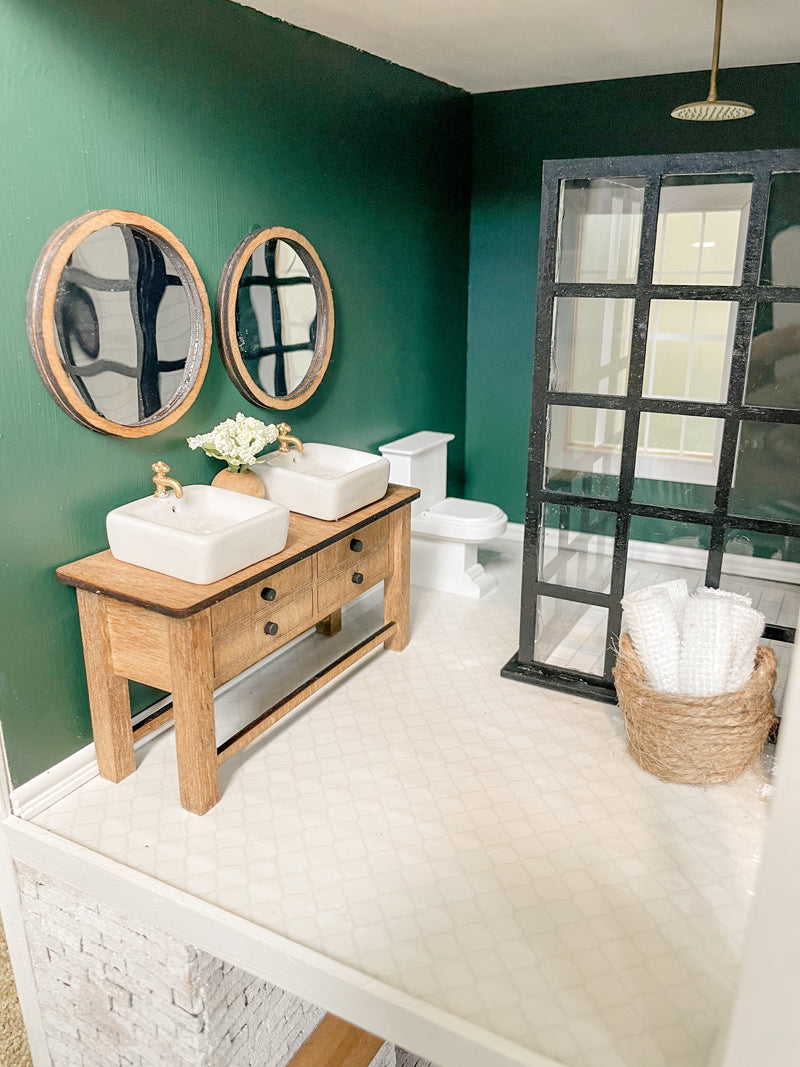 SOLD "Blue River" - Fully Furnished Dollhouse With Modern Miniature Furniture and Decor, 1:12 Scale Modern Dollhouse