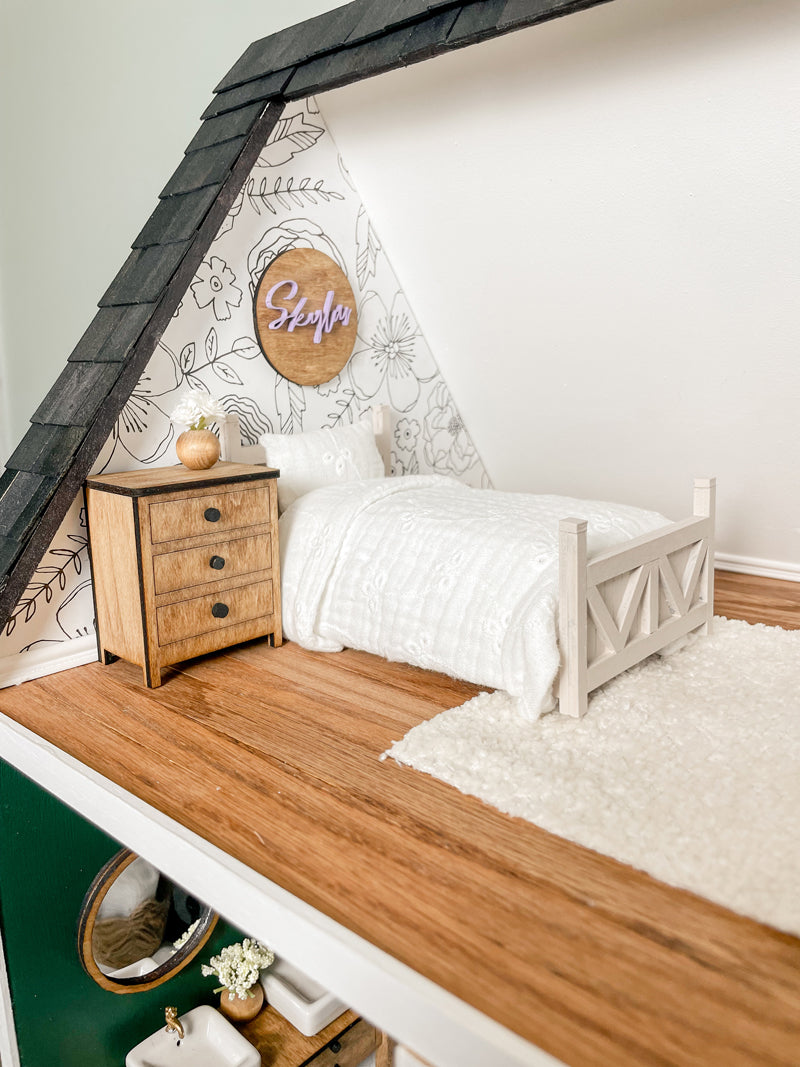 SOLD "Blue River" - Fully Furnished Dollhouse With Modern Miniature Furniture and Decor, 1:12 Scale Modern Dollhouse