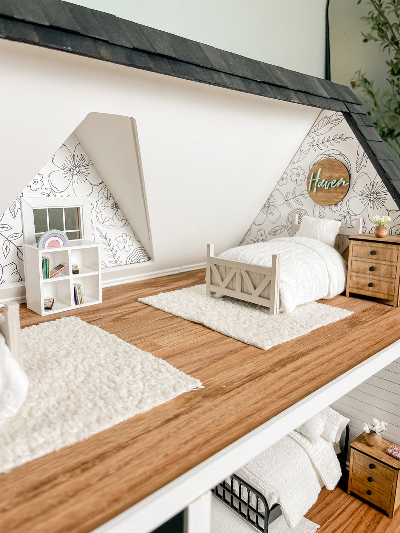 SOLD "Blue River" - Fully Furnished Dollhouse With Modern Miniature Furniture and Decor, 1:12 Scale Modern Dollhouse