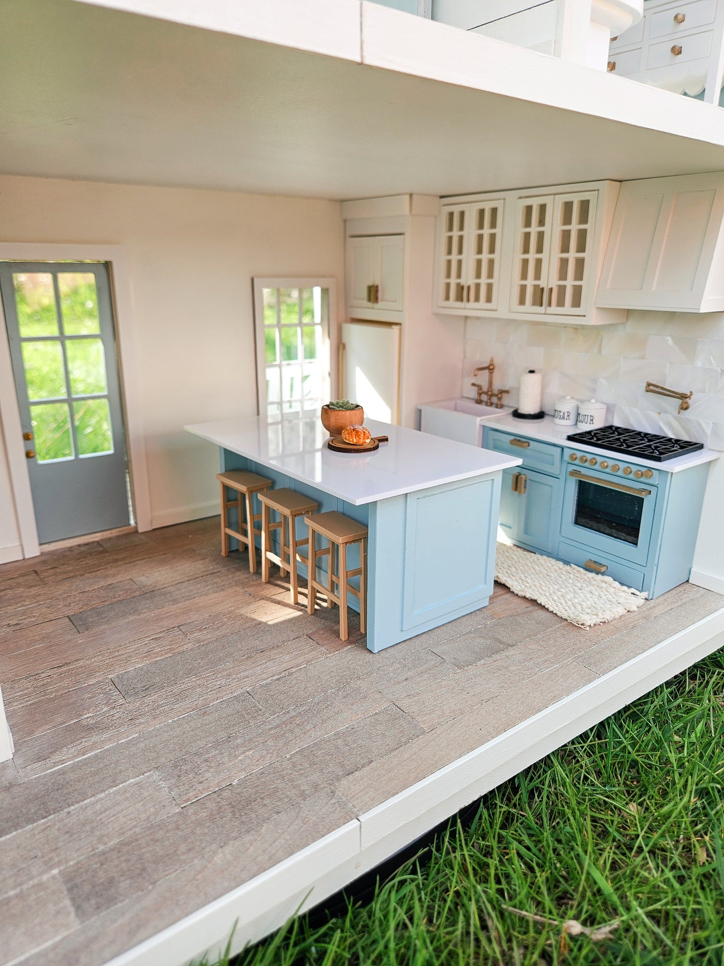 SOLD "Bluebell Lane" - Fully Furnished Dollhouse With Modern Miniature Furniture and Decor, 1:12 Scale Modern Dollhouse