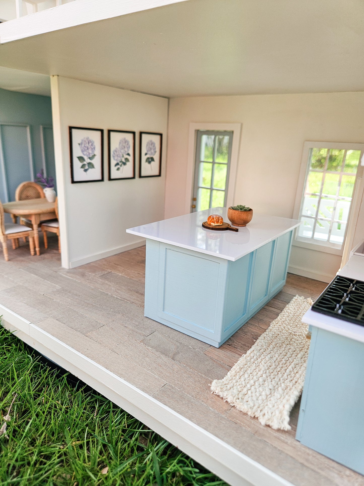 SOLD "Bluebell Lane" - Fully Furnished Dollhouse With Modern Miniature Furniture and Decor, 1:12 Scale Modern Dollhouse
