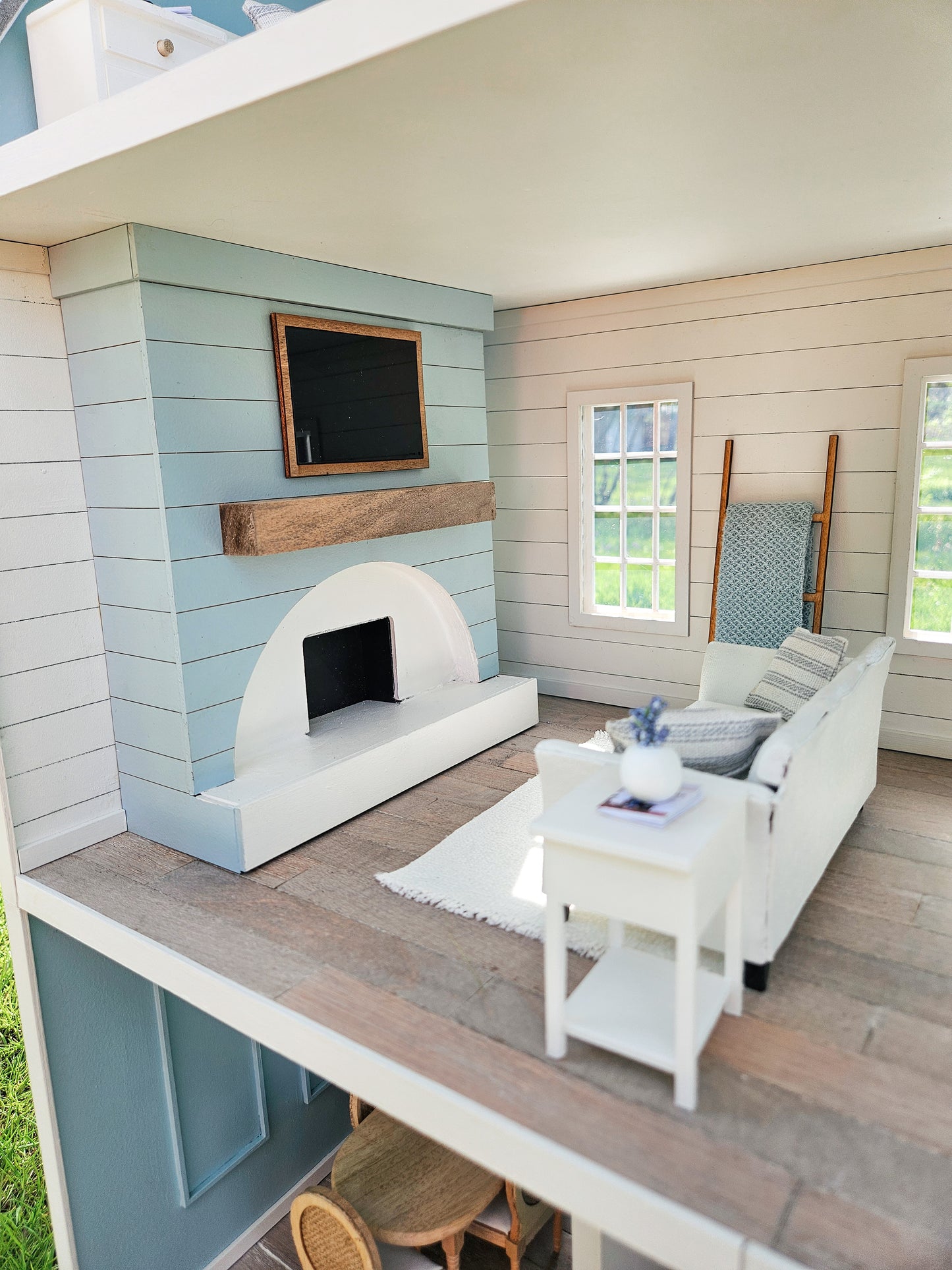 SOLD "Bluebell Lane" - Fully Furnished Dollhouse With Modern Miniature Furniture and Decor, 1:12 Scale Modern Dollhouse