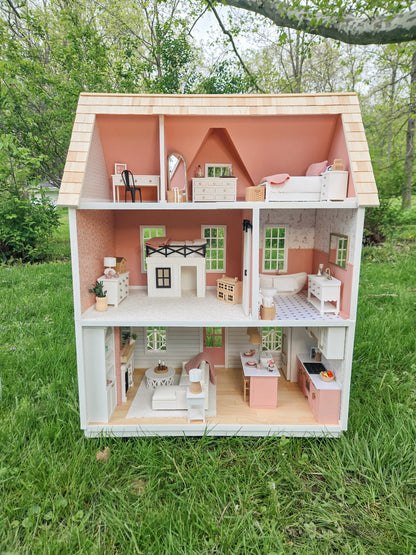 AVAILABLE FOR SALE "Coral Reef" - Fully Furnished Dollhouse With Modern Miniature Furniture and Decor, 1:12 Scale Modern Dollhouse
