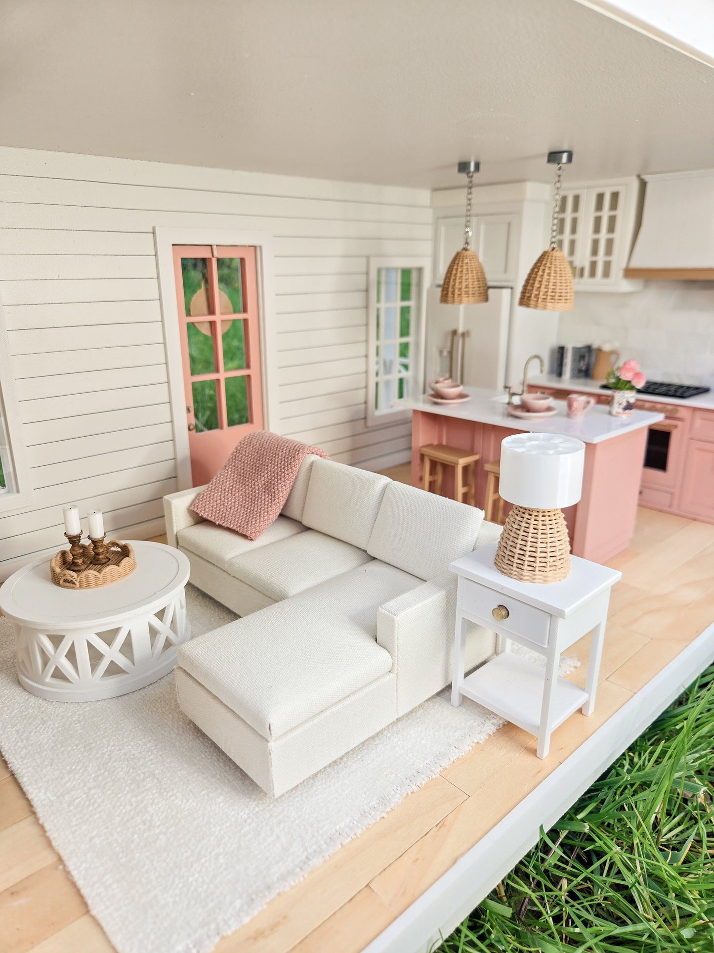 AVAILABLE FOR SALE "Coral Reef" - Fully Furnished Dollhouse With Modern Miniature Furniture and Decor, 1:12 Scale Modern Dollhouse