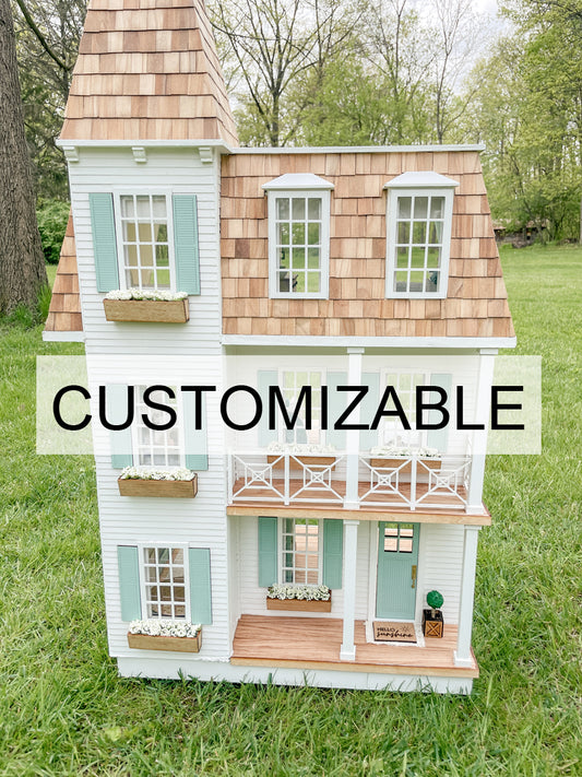 Customizable Fully Furnished Dollhouse With Modern Miniature Furniture and Decor, 1:12 Scale Modern Dollhouse