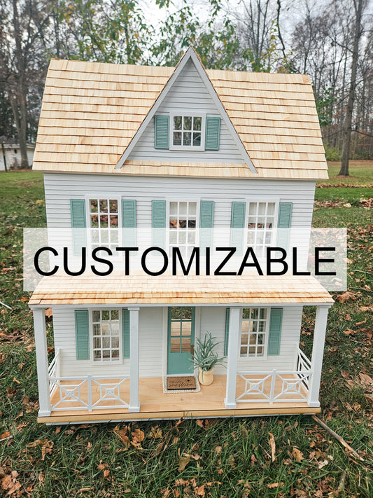 Customizable Fully Furnished Dollhouse With Modern Miniature Furniture and Decor, 1:12 Scale Modern Dollhouse