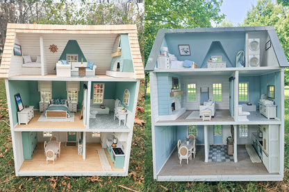 Customizable Fully Furnished Dollhouse With Modern Miniature Furniture and Decor, 1:12 Scale Modern Dollhouse