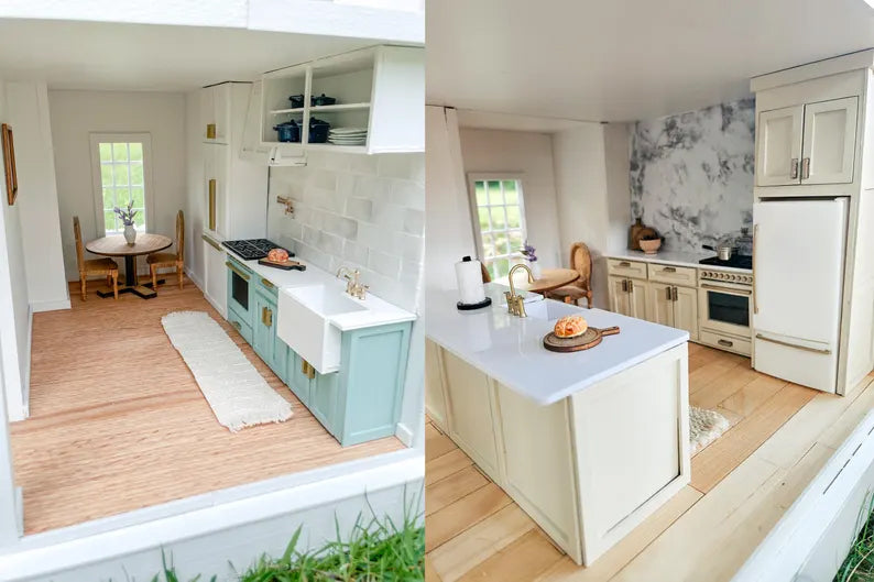 Customizable Fully Furnished Dollhouse With Modern Miniature Furniture and Decor, 1:12 Scale Modern Dollhouse