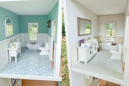 Customizable Fully Furnished Dollhouse With Modern Miniature Furniture and Decor, 1:12 Scale Modern Dollhouse