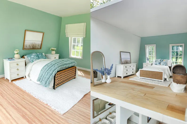 Customizable Fully Furnished Dollhouse With Modern Miniature Furniture and Decor, 1:12 Scale Modern Dollhouse