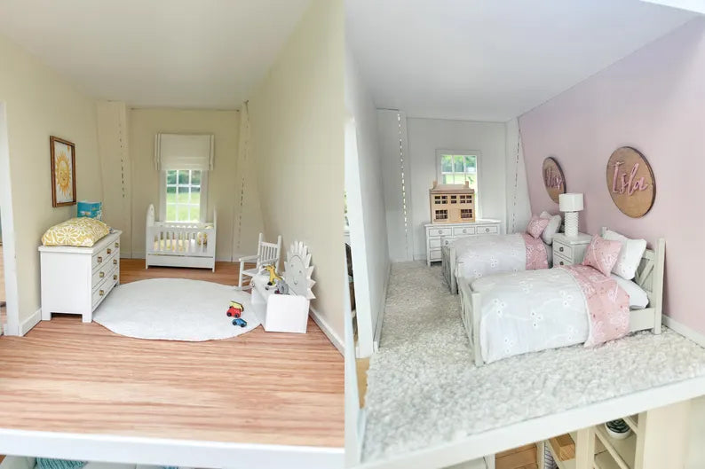 Customizable Fully Furnished Dollhouse With Modern Miniature Furniture and Decor, 1:12 Scale Modern Dollhouse