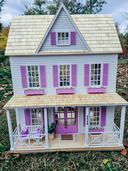 SOLD "Hamptons House" - Fully Furnished Dollhouse With Modern Miniature Furniture and Decor, 1:12 Scale Modern Dollhouse