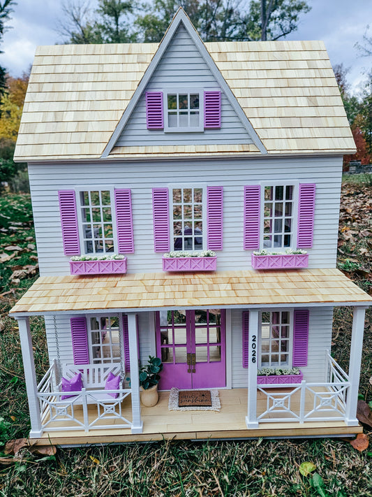SOLD "Hamptons House" - Fully Furnished Dollhouse With Modern Miniature Furniture and Decor, 1:12 Scale Modern Dollhouse