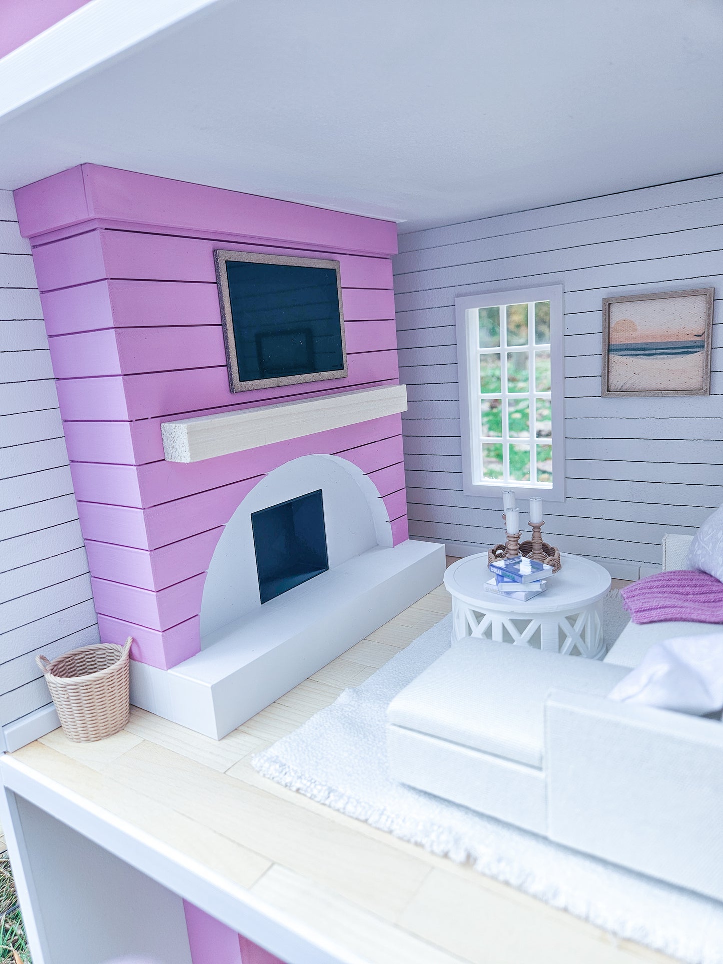 SOLD "Hamptons House" - Fully Furnished Dollhouse With Modern Miniature Furniture and Decor, 1:12 Scale Modern Dollhouse