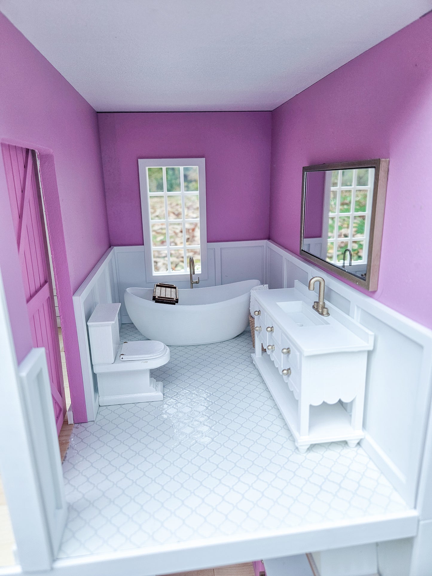 SOLD "Hamptons House" - Fully Furnished Dollhouse With Modern Miniature Furniture and Decor, 1:12 Scale Modern Dollhouse