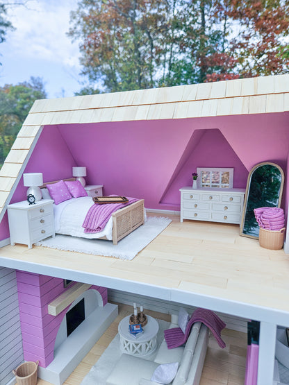 SOLD "Hamptons House" - Fully Furnished Dollhouse With Modern Miniature Furniture and Decor, 1:12 Scale Modern Dollhouse