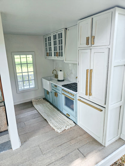 SOLD "Hydrangea Avenue" - Fully Furnished Dollhouse With Modern Miniature Furniture and Decor, 1:12 Scale Modern Dollhouse