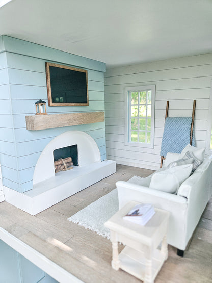 SOLD "Hydrangea Avenue" - Fully Furnished Dollhouse With Modern Miniature Furniture and Decor, 1:12 Scale Modern Dollhouse