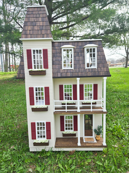 SOLD "Scarlet Drive" - Fully Furnished Dollhouse With Modern Miniature Furniture and Decor, 1:12 Scale Modern Dollhouse