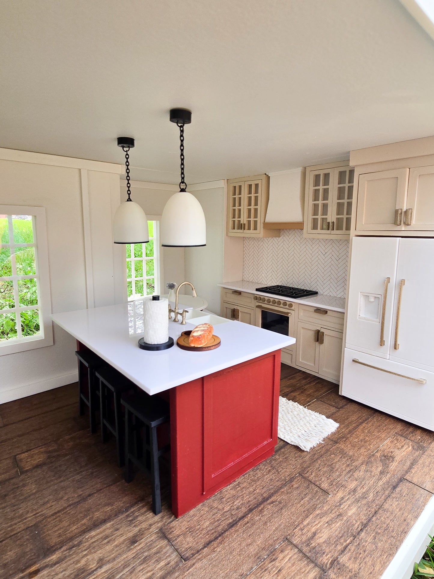 SOLD "Scarlet Drive" - Fully Furnished Dollhouse With Modern Miniature Furniture and Decor, 1:12 Scale Modern Dollhouse