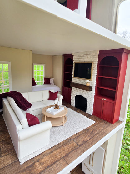 SOLD "Scarlet Drive" - Fully Furnished Dollhouse With Modern Miniature Furniture and Decor, 1:12 Scale Modern Dollhouse
