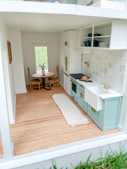 SOLD "Seacrest Lane" - Fully Furnished Dollhouse With Modern Miniature Furniture and Decor, 1:12 Scale Modern Dollhouse