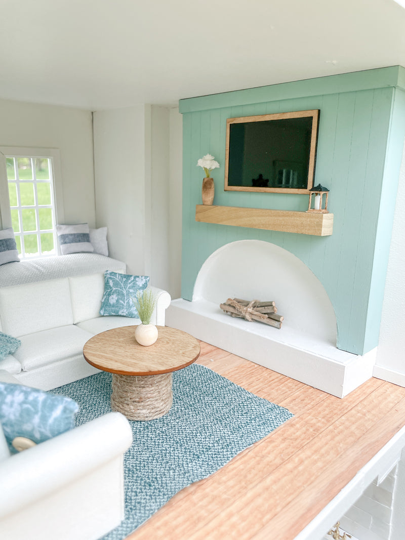 SOLD "Seacrest Lane" - Fully Furnished Dollhouse With Modern Miniature Furniture and Decor, 1:12 Scale Modern Dollhouse