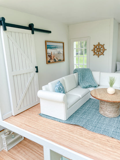 SOLD "Seacrest Lane" - Fully Furnished Dollhouse With Modern Miniature Furniture and Decor, 1:12 Scale Modern Dollhouse