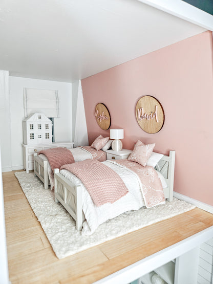 SOLD "Seaglass Ave" - Fully Furnished Dollhouse With Modern Miniature Furniture and Decor, 1:12 Scale Modern Dollhouse