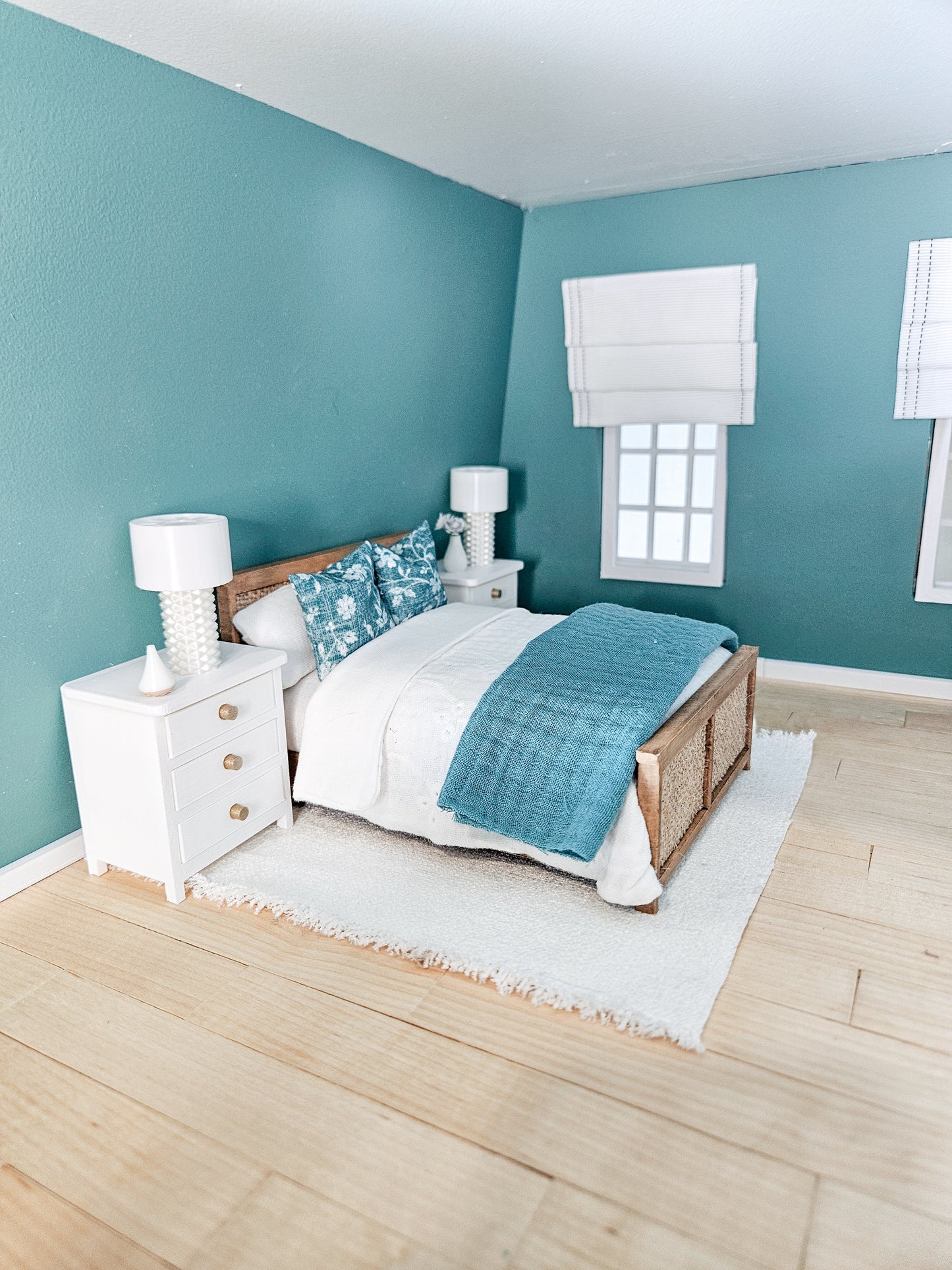 SOLD "Seaglass Ave" - Fully Furnished Dollhouse With Modern Miniature Furniture and Decor, 1:12 Scale Modern Dollhouse